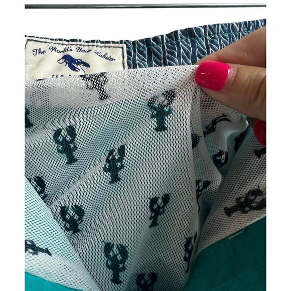 Ted Baker London Teal White Lobster Embroidered Swim Shorts 6 (XXL) - Picture 10 of 14